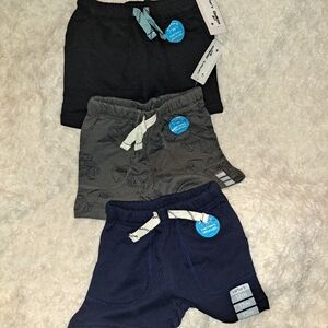 12 MONTH Lot Of 3 nwt Carters SHORTS Black, Gray, and Blue